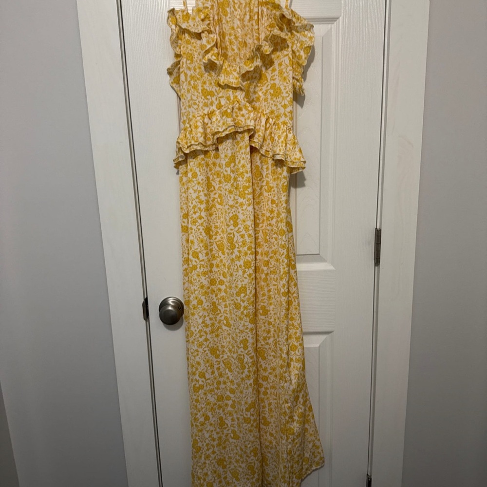 Old Navy Yellow Floral Ruffle Dress